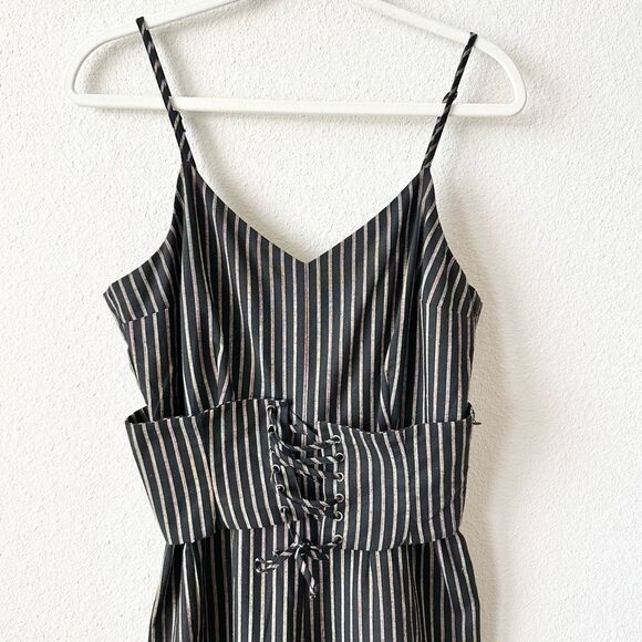 NWT Cupcakes & Cashmere Jaiden Jumpsuit in Striped Black Size 8 - Picture 6 of 10